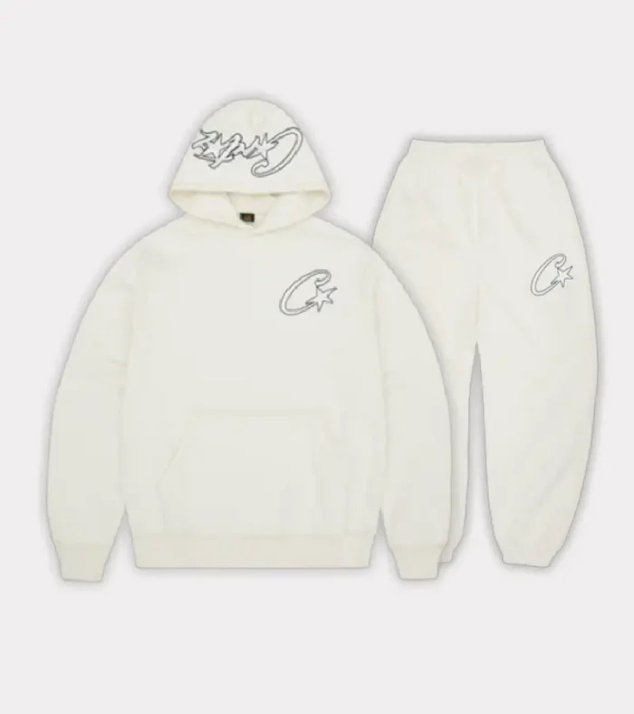 CORTEIZ SATIN C STAR APPLIQUÉ OFF WHITE TRACKSUIT