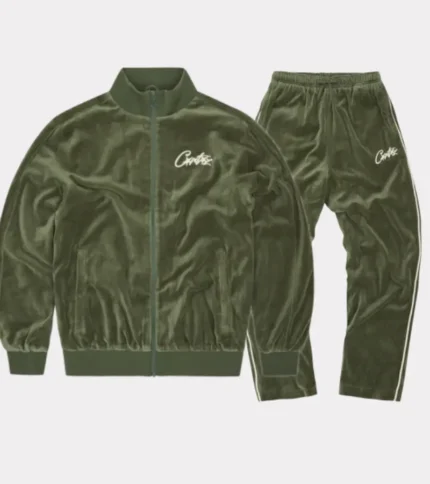 Corteiz VVS Velour Green Tracksuit
